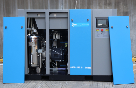 شانغهاي Rotorcomp OGFD-45D B ضاغط الهواء الخالي من الزيت محرك مباشر سرعة ثابتة سرعة متغيرة للصناعية